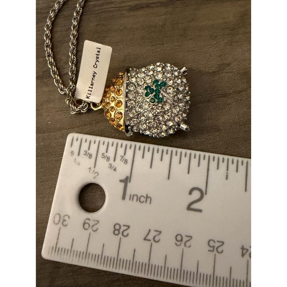 Killarney Crystal Pot of gold Pendant Necklace #463 New w Tag! Made in Ireland - Picture 8 of 8